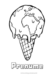 Coloriage personnalisable écologie Gourmandises, sucreries Glace Terre Jour de la Terre