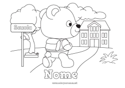 Coloriage personnalisable Ours Animal Ourson École Animaux de la forêt Rentrée scolaire