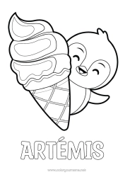 Coloriage personnalisable Pingouin, Manchot Animal Gourmandises, sucreries Glace Oiseaux et mammifères volants