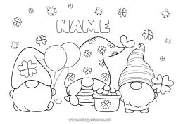 Coloriage personnalisable Chance Irlande Fer à cheval Fête de la Saint Patrick Gnome Leprechaun