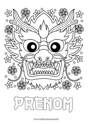 Coloriage personnalisable Dragon Animal Nouvel An chinois Chine Dragons, licornes et animaux fantastiques Tête