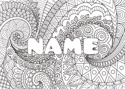 Coloriage personnalisable Calme et zen Art Mandala Nom décoré Zentangle