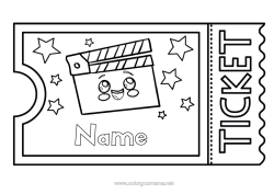 Coloriage personnalisable Cinéma Ticket
