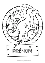 Anpassningsbar färgläggningssida Dinosaurier Djur Parasaurolophus