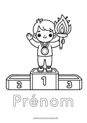 Coloriage personnalisable Sport Garçon Coupe, trophée, médaille Compétitions et récompenses Jeux Olympiques Flamme Olympique Podium Première place - vainqueur