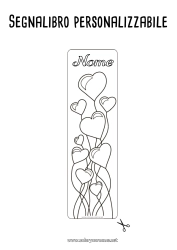 Coloriage personnalisable Coeur Bonne fête Ballons Je t'aime Saint valentin Marque page