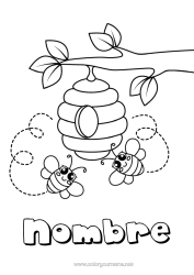 Pagina da colorare personalizzabile Carino Estate Primavera Animale Ape Disegni da colorare facili Insetti Arnia