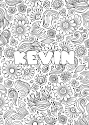 Página de desenho personalizável Flores Calmo e zen Primavera Folhas Nome decorado Anti-stress