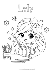 Coloriage personnalisable Art Fille Oeufs de Pâques Pâques Peinture Œufs peints de Pâques