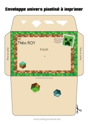 Coloriage personnalisable Anniversaire Enveloppe à imprimer Jeu vidéo