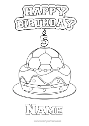 Coloriage personnalisable Gâteau Football Ballon de foot Sport Anniversaire Ballons Joyeux anniversaire (français) Message Age fêté personnalisable Sports d'équipe Gâteau d’anniversaire