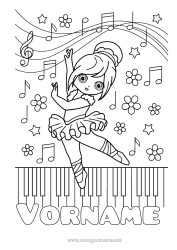 Coloriage personnalisable Sport Danse Musique Fête de la musique Piano Instruments de musique Sports artistiques Note de musique