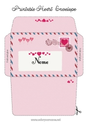 Coloriage personnalisable Coeur Je t'aime Enveloppe Enveloppe à imprimer