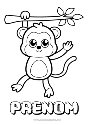 Coloriage personnalisable Mignon Animal Singe Coloriages faciles Animaux sauvages d'Afrique