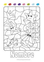 Coloriage personnalisable Chiffre Mer Coloriages magiques Activités enfants Coquillages Animaux marins ou aquatique
