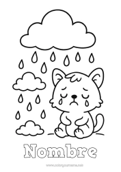 Coloriage personnalisable Chat Animal Coloriages faciles Chiens et chats émotions Tristesse