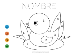 Coloriage personnalisable Chiffre Oiseau Activités enfants Animal Canard Oiseaux et mammifères volants