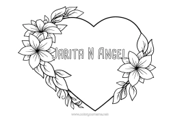 Anpassbare Malvorlage Blumen Herz Mama Oma Frohes Fest Ich liebe dich Valentinstag Großes Herz