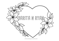 Anpassbare Malvorlage Blumen Herz Mama Oma Frohes Fest Ich liebe dich Valentinstag Großes Herz