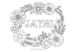 Anpassbare Malvorlage Blumen Frühling Dekorierter Name Mittelstufenmalvorlagen