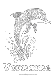 Coloriage personnalisable Mandala Mer Animal Dauphin Coloriages intermédiaires Animaux marins ou aquatique