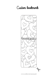 Coloriage personnalisable Coeur Je t'aime Marque page