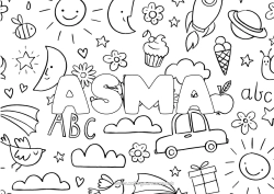 Coloriage personnalisable Nom décoré Doodle Fond décoratif