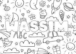 Coloriage personnalisable Nom décoré Doodle Fond décoratif