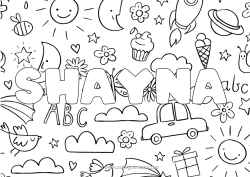 Coloriage personnalisable Nom décoré Doodle Fond décoratif