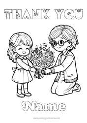 Coloriage personnalisable Fleurs Mamie Nounou Merci Bouquet