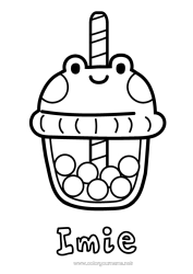 Coloriage personnalisable Grenouille Boisson Coloriages faciles Animaux marins ou aquatique Bubble tea