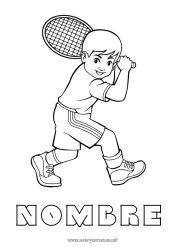 Coloriage personnalisable Sport Garçon Tennis Sports de raquettes Raquette