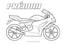Coloriage personnalisable Véhicules Moto Véhicules à deux roues