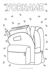Anpassbare Malvorlage Schule Schultasche Schulbeginn
