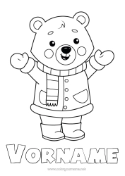 Coloriage personnalisable Ours Mignon Hiver Animal Ourson Animaux de la forêt