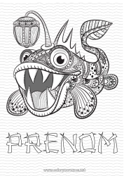Coloriage personnalisable Monstre Mer Animal Poisson Animaux marins ou aquatique