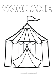 Pagina da colorare personalizzabile Disegni da colorare facili Circo Tendone