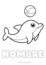 Coloriage personnalisable Mer Animal Dauphin Coloriages faciles Animaux marins ou aquatique