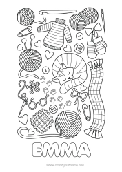 Coloriage personnalisable Pull over Couture Tricot Pelotes de laine