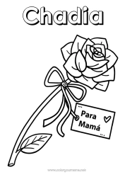 Customizable coloring page Flowers Mum Happy feast day ! I love you Rose