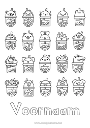 Customizable coloring page Kawaii Animal Drinks Bubble tea