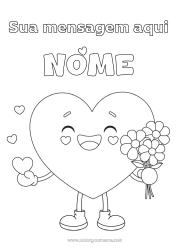Customizable coloring page Flowers Heart I love you Nanny Bouquet