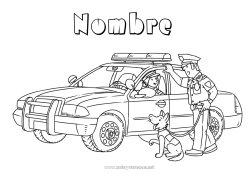 Coloriage personnalisable Véhicules Voiture Police Véhicules de police Véhicules de secours et d'urgence Voitures, vans et camping-cars Métiers de la Sécurité