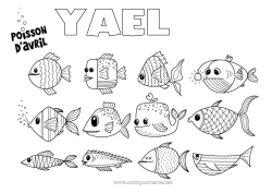 Anpassbare Malvorlage Kinderaktivitäten Tier Fisch Aprilscherz Meeres- oder Wasserlebewesen