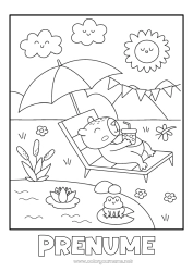 Coloriage personnalisable Soleil Animal Autres animaux du monde Parasol Transat Capibara