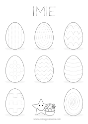 Aanpasbare kleurplaat Activiteiten voor Kinderen Paaseieren Pasen Eenvoudige kleurplaten Trace et colorie