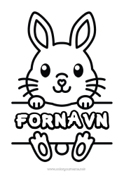 Página de desenho personalizável Fofo Coelho Animal Desenhos para colorir fáceis Animais da floresta Placa