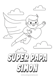 Coloriage personnalisable Coeur Papa Bonne fête Héros Frère