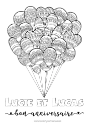 Coloriage personnalisable Anniversaire Mandala Ballons Coloriages complexes Joyeux anniversaire (français) Message
