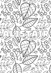 Página de desenho personalizável Outono Folhas Nome decorado Fundo decorativo